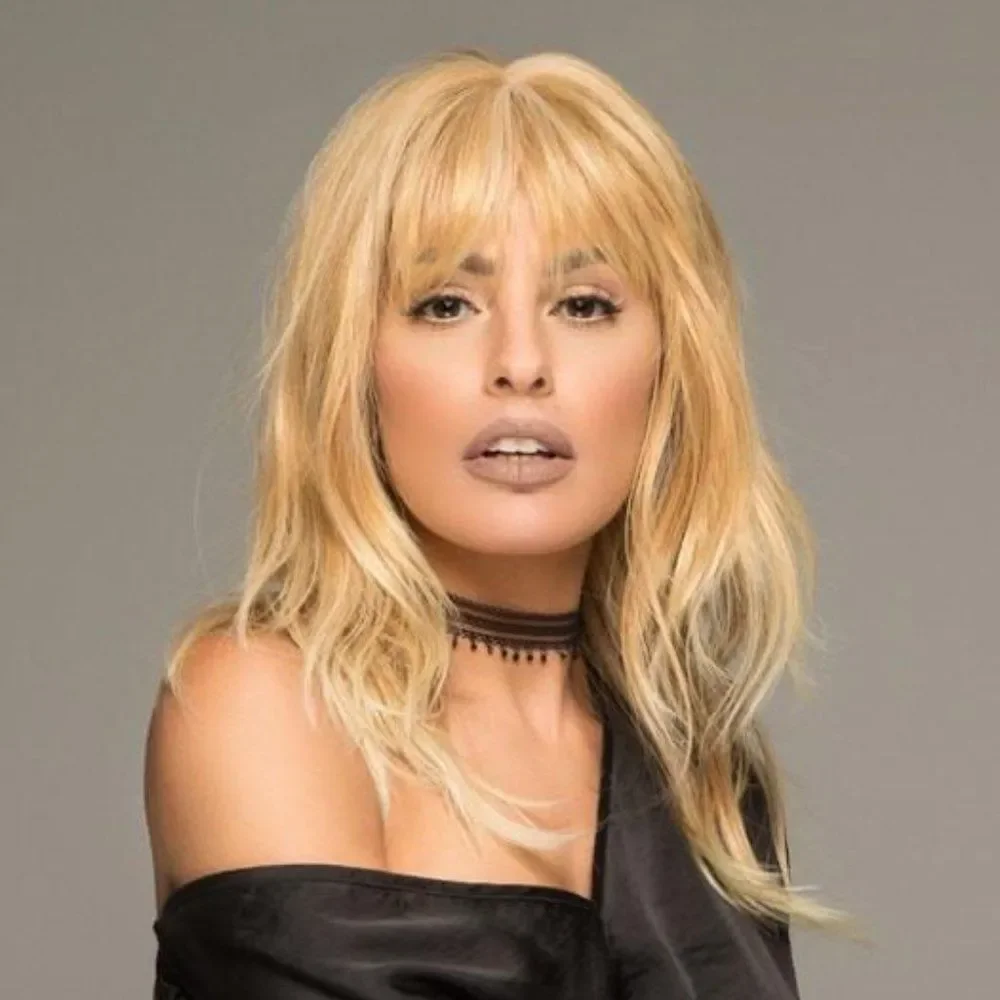 Brown w/Hilite NEW WIG, layered & textured style with Mono Part HEAT FRIENDLY